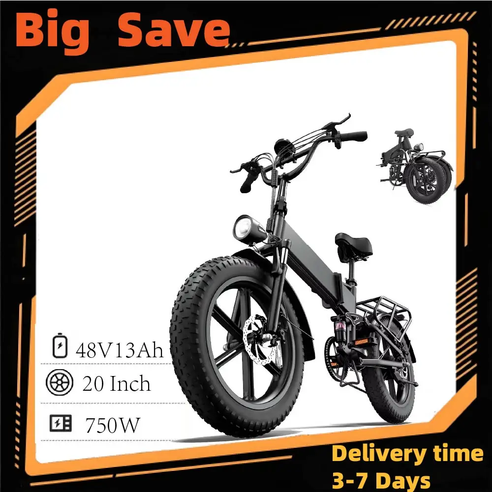 URLIFE T5 adult E-bike 48V 13Ah battery 750W Foldable Electric Bike,20-inch All-terrain fat tire E-Mountain bike
