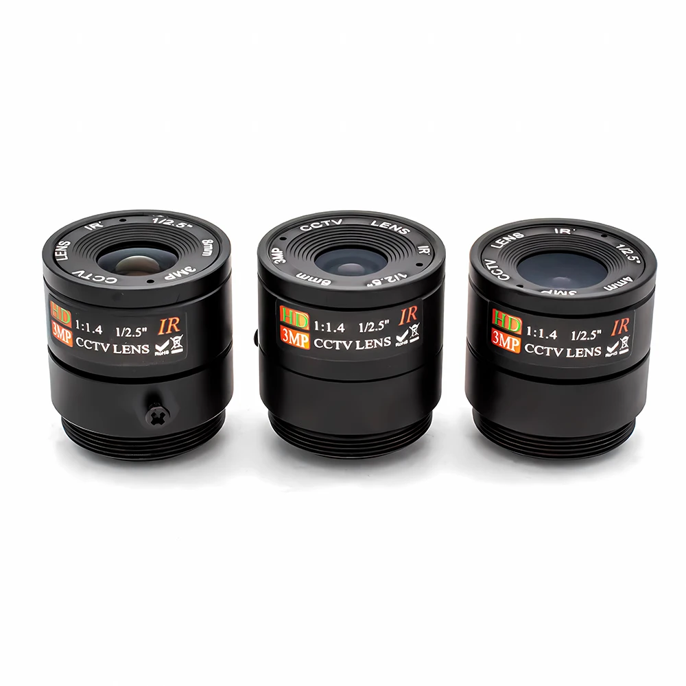 WGWK wysokiej jakości przemysłowy obiektyw o stałej ogniskowej 4mm/6mm/8mm 1/2.5 "CS Mount filtr podczerwieni obiektyw CCTV do kamery bezpieczeństwa nadzoru — zdjęcie 6