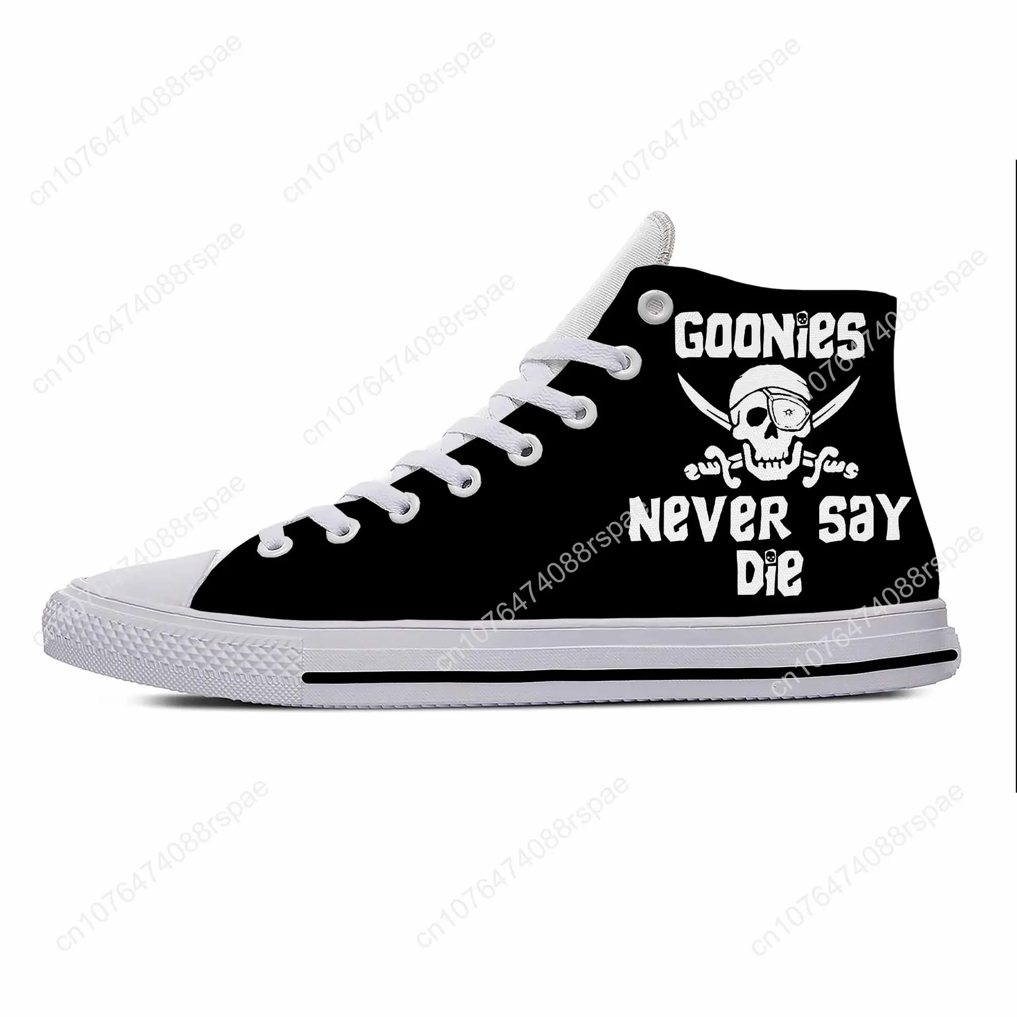 Goonies Nooit Zeggen Die Skull Pirate Rock Fashion Casual Stoffen Schoenen Hoge Top Lichtgewicht Ademende 3d Print Dames Sneakers