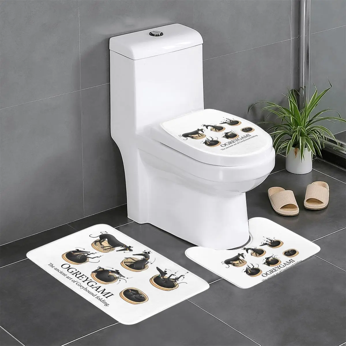 

Greyhound Ears Big Red (5) 3-х шт. Коврик для ванной Набор для ванной комнаты Крышка унитаза Домашний декор Нескользящий ковер Напольный коврик