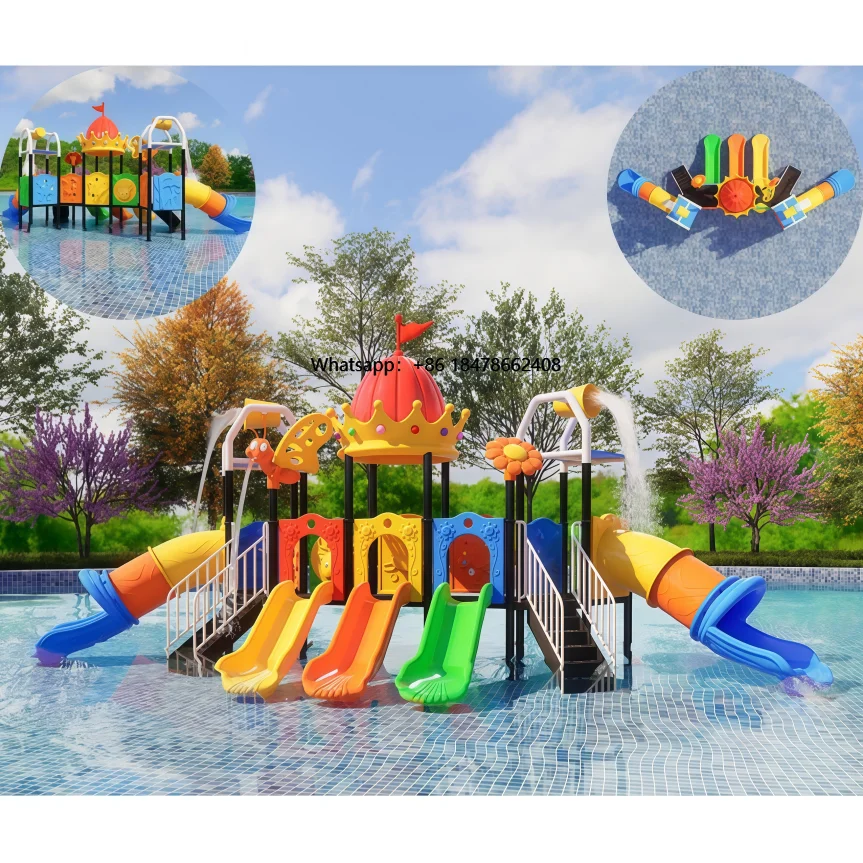 

Large Outdoor Water Slide Equipment Kids' Water Park Playground in Garden Setting Children's Indoor Amusement Equipment