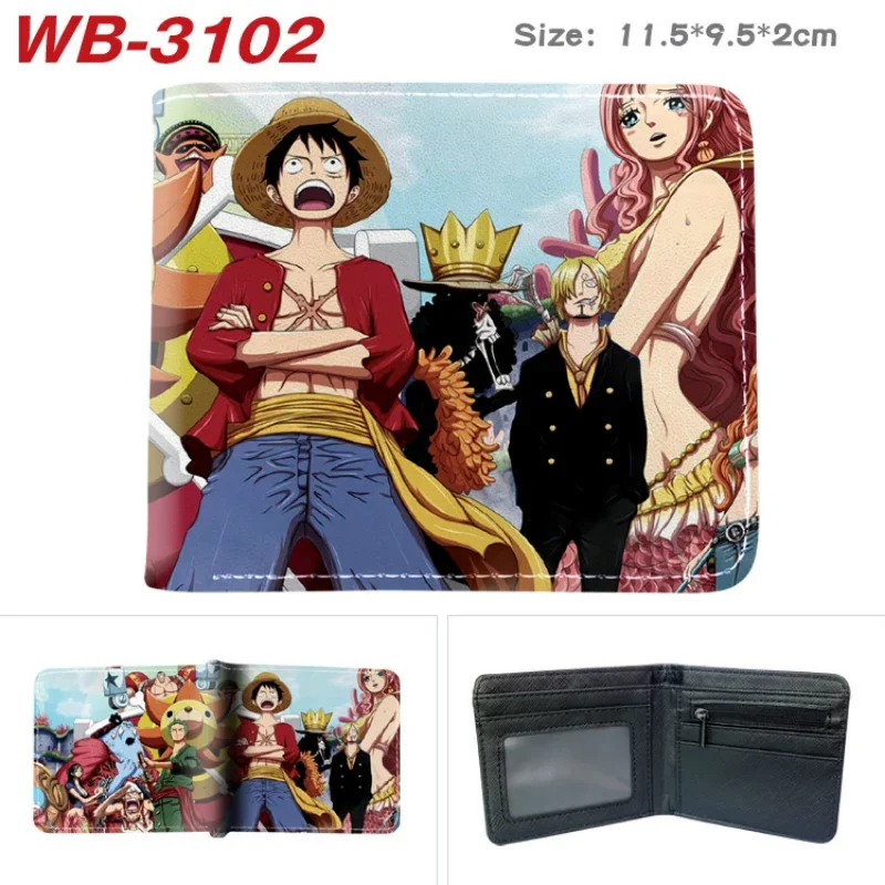 Monedero de One Piece Luffy Zoro, Cartera Corta de Anime, Tarjetero Portátil de Anime, Organizador de Tarjetas de Identificación, Regalos de Cumpleaños
