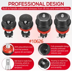 10626 Heavy Duty Replacement Ball Joints Fit for Jeep Wrangler JK JKU 2007-2018, for Dana 30 & 44 Axles