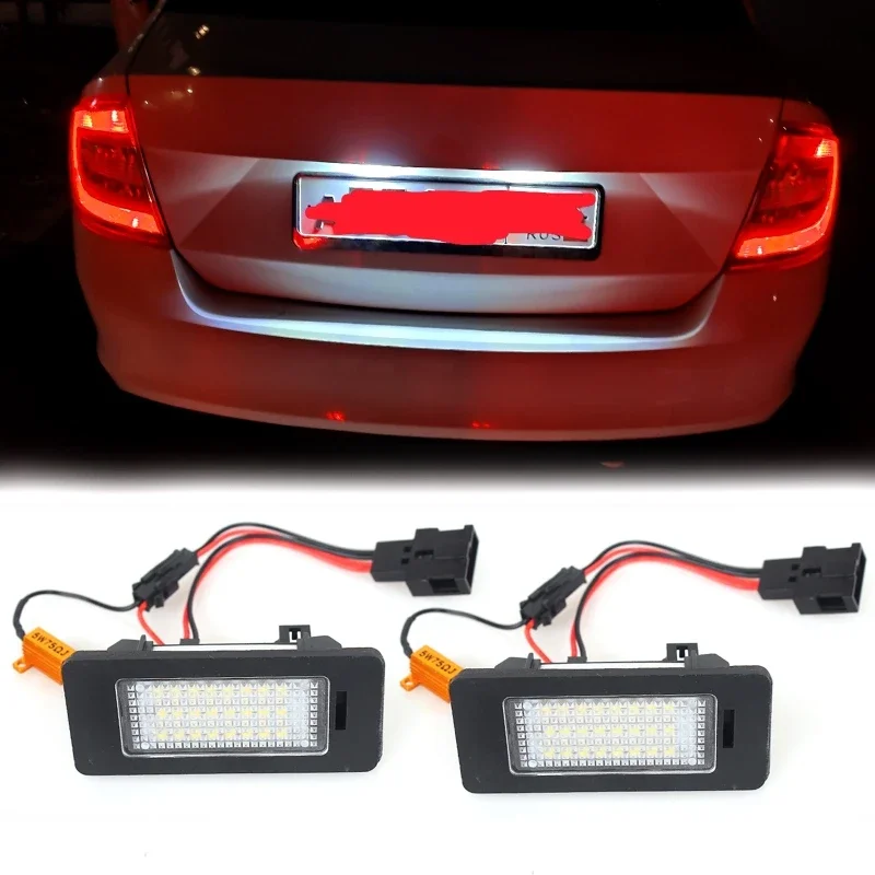 1Pair Car LED License Plate Light with/without Decoder For SKODA Octavia 3 /For Superb B6 /For Rapid /For Yeti /For Fabia 24-SMD