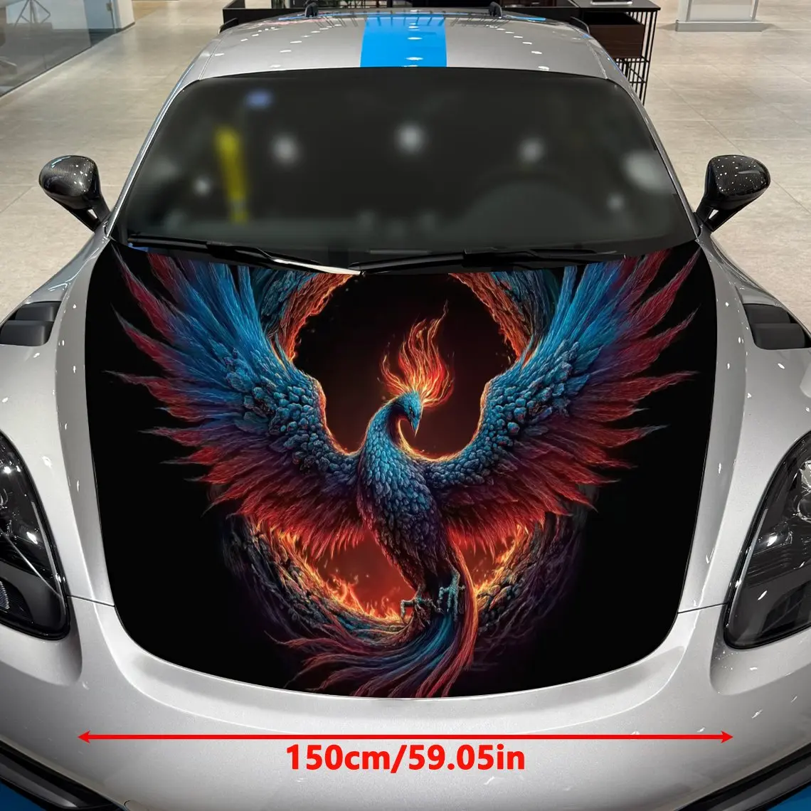 Fire Phoenix Car hood packaging sticker, PVC material, self-adhesive waterproof, anti-slip paint, car exterior decoration access
