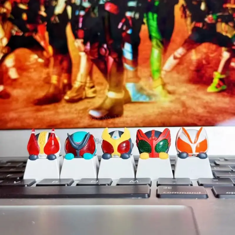 

New Original Kamen Rider Keycaps Q Version Figure Anime Keycap Boy Cute Point Key Caps Toys Ornament Boy Birthday Gift Toy