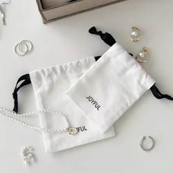 Custom Logo Cotton Canvas Small Favor Party Gift Jewelry Packaging Dust Drawstring Bag Wedding Birthday Party Candy bag