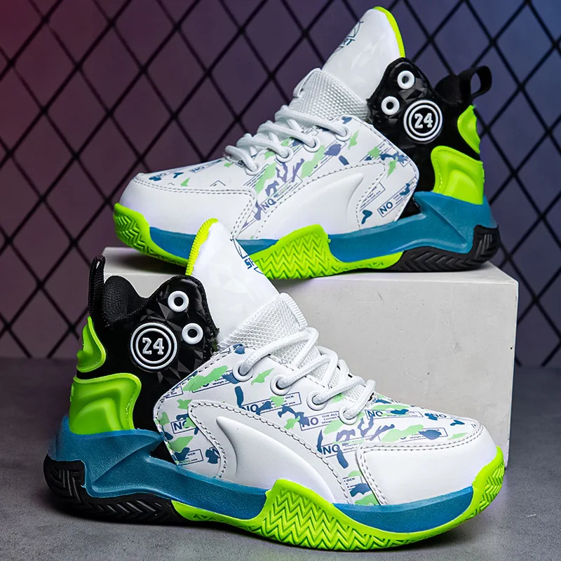 Kids Boys Basketball Shoes 2023 Athletic Running Sports Shoes Tennis Casual Lace Up Children Boys Sneakers