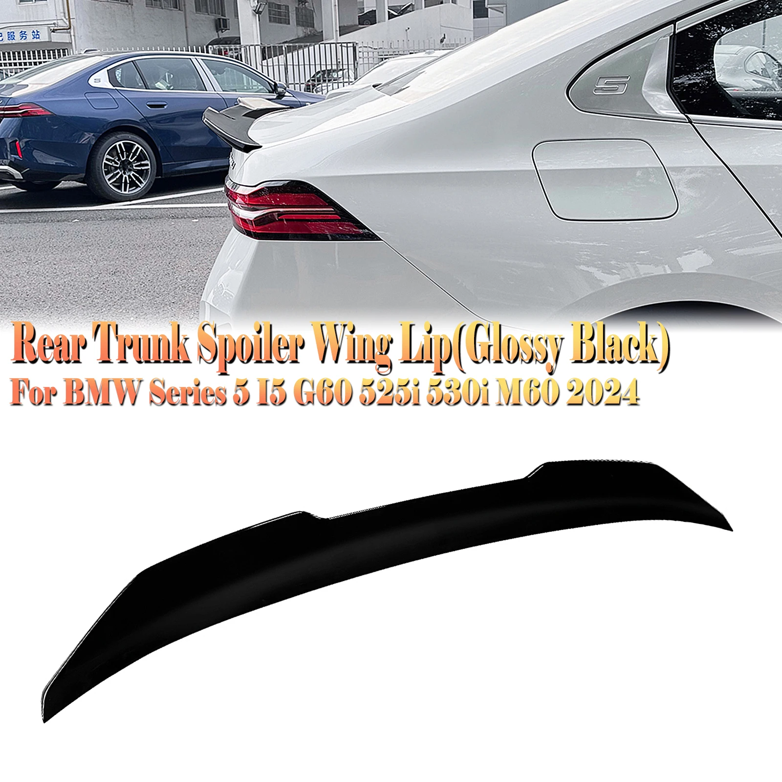 

Rear Trunk Lid Spoiler Wing For BMW 5 Series i5 G60 520i 525i 528i 530i 535i M60 2024 Carbon Fiber Look/Gloss Black Splitter Lip