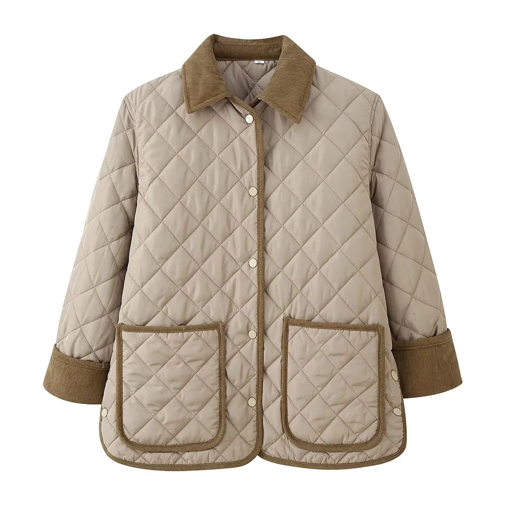 الشتاء المرأة نمط جديد 2025 عارضة الماس شبكة مبطن طوق سترة قطن دافئة فضفاضة #1