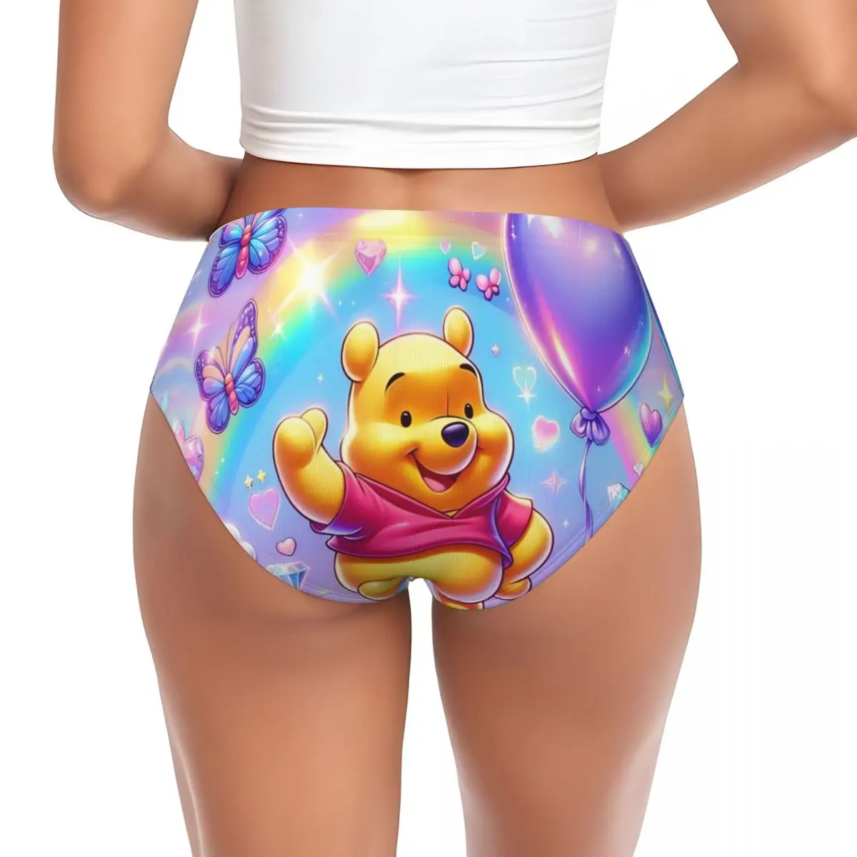 Custom Womens Winnie The Pooh Animations Cartoons Love Panties Underwear Female Breathable Hot Briefs Underpants