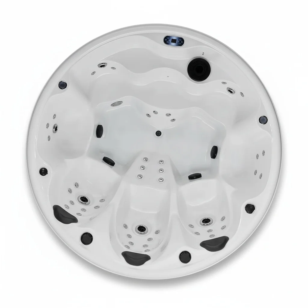7 Person Hot Tub, Round Spa Bathtub, Acrylic Outdoor Whirlpool Spa, Computer Controlled Massage Tub for Home Garden