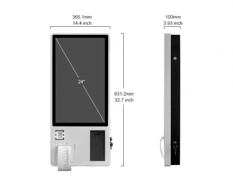 Wall mount self-service bill check out machine utility payment kiosk for shopping mall