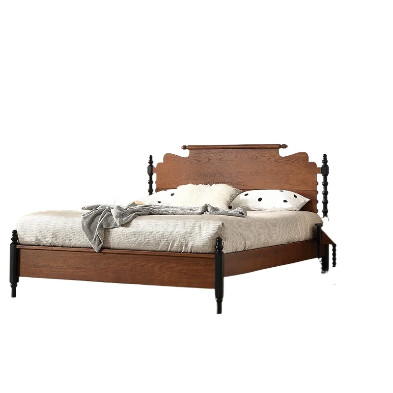 

Bed French antique 1.8 meters solid wood bed princess be d French engraved double be d retro queen b ed