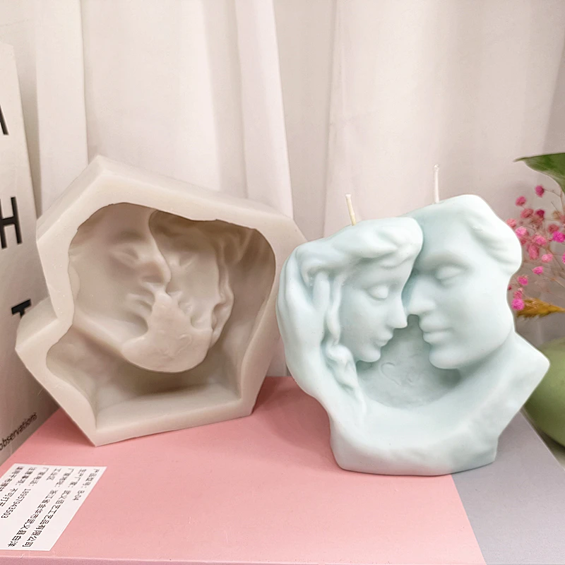 Lover Side Face Candle Mold Couple Man and Woman Silicone Mould  Wax Molds Table Decoration  Handmade Valentine\'s Day Gift