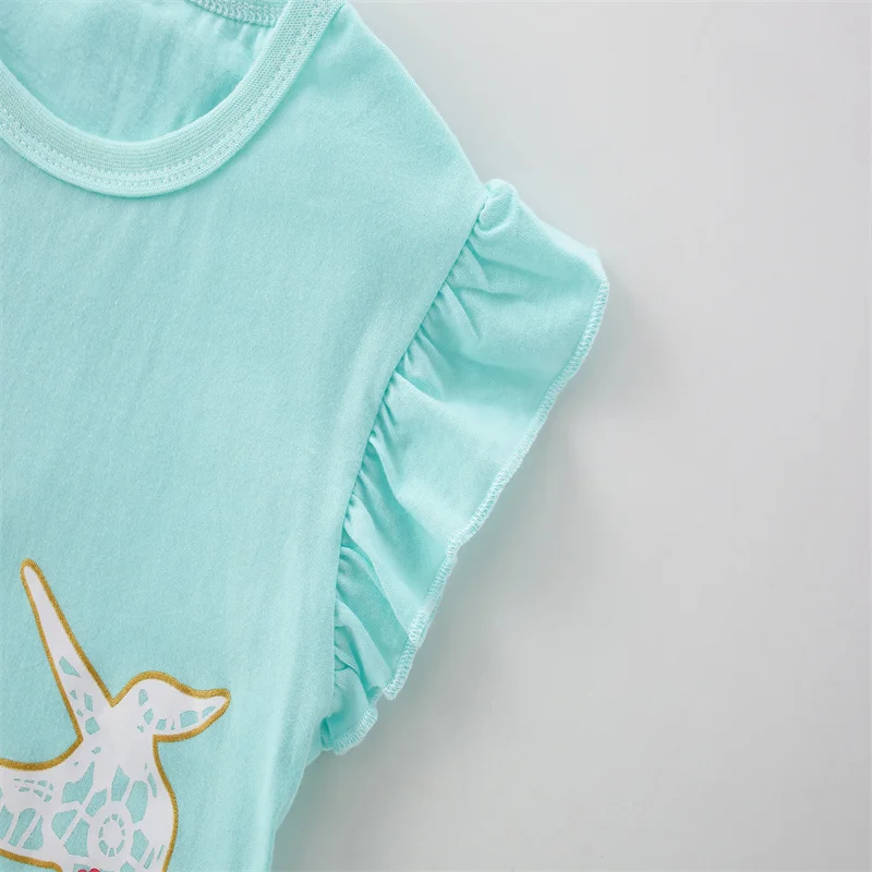 Meter springen Nieuwe collectie Eenhoorn Hot Selling Streep Meisjes T-shirts Zomer Kinderkleding Tops Tees Kostuum Baby