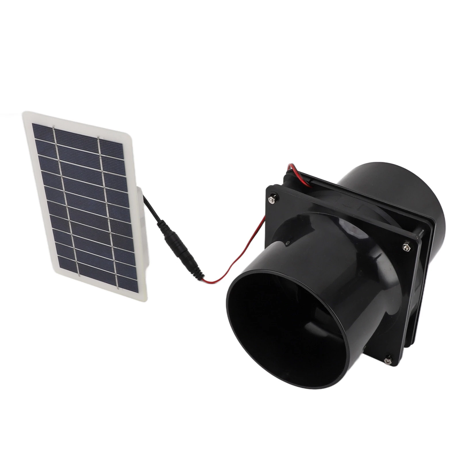 10W 12V Solar Powered Exhaust Fan for Round Pipe ABS Solar Panel Ventilation Fan Kit for Pet House Chicken Coop RV Greenhouse