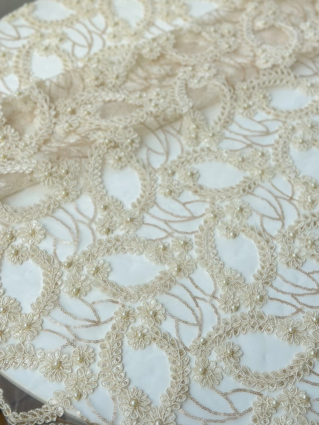 Gold Sequin Embroidered Beaded Floral Designer Fabric for Wedding Dresses and Cheongsams fabric for sewing