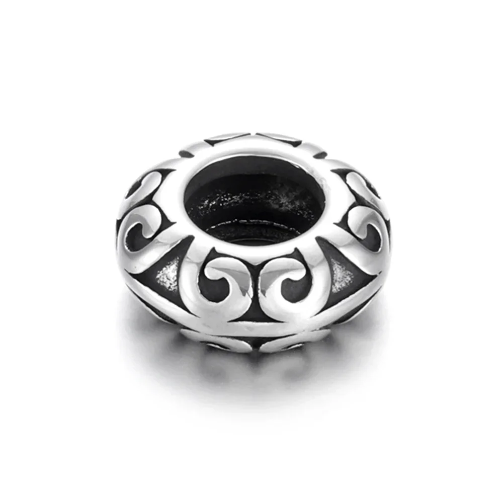 Stainless Steel Beads Dumn 5mm Hole Metal European Spacer Bead Supplies DIY Jewelry Findings Handmade Bracelet Accessories