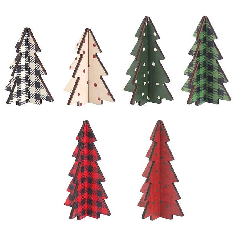 

1Pcs 10/12/14cm Christmas Decoration Dot Pattern Wooden Xmas Tree Decoration for Home Room Decoration 2025 New Year Gifts