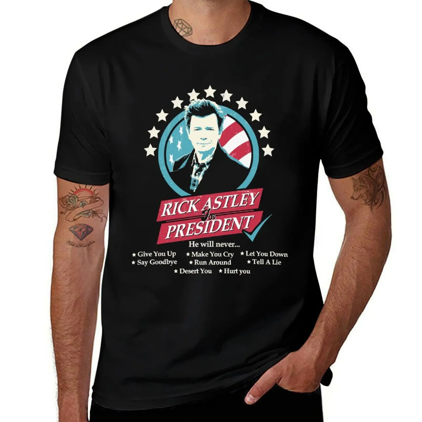 Lover Gift Rick Astley For President Halloween T-Shirt Holiday Casual Short Sleeve Top