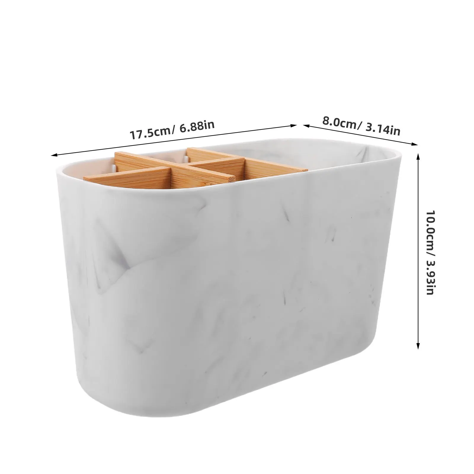 Marble Pattern Divider Toothbrush Holder 5 Slots Bathroom Vanity Organizer Toothpaste Razor Holder Compact Bathroom Counter