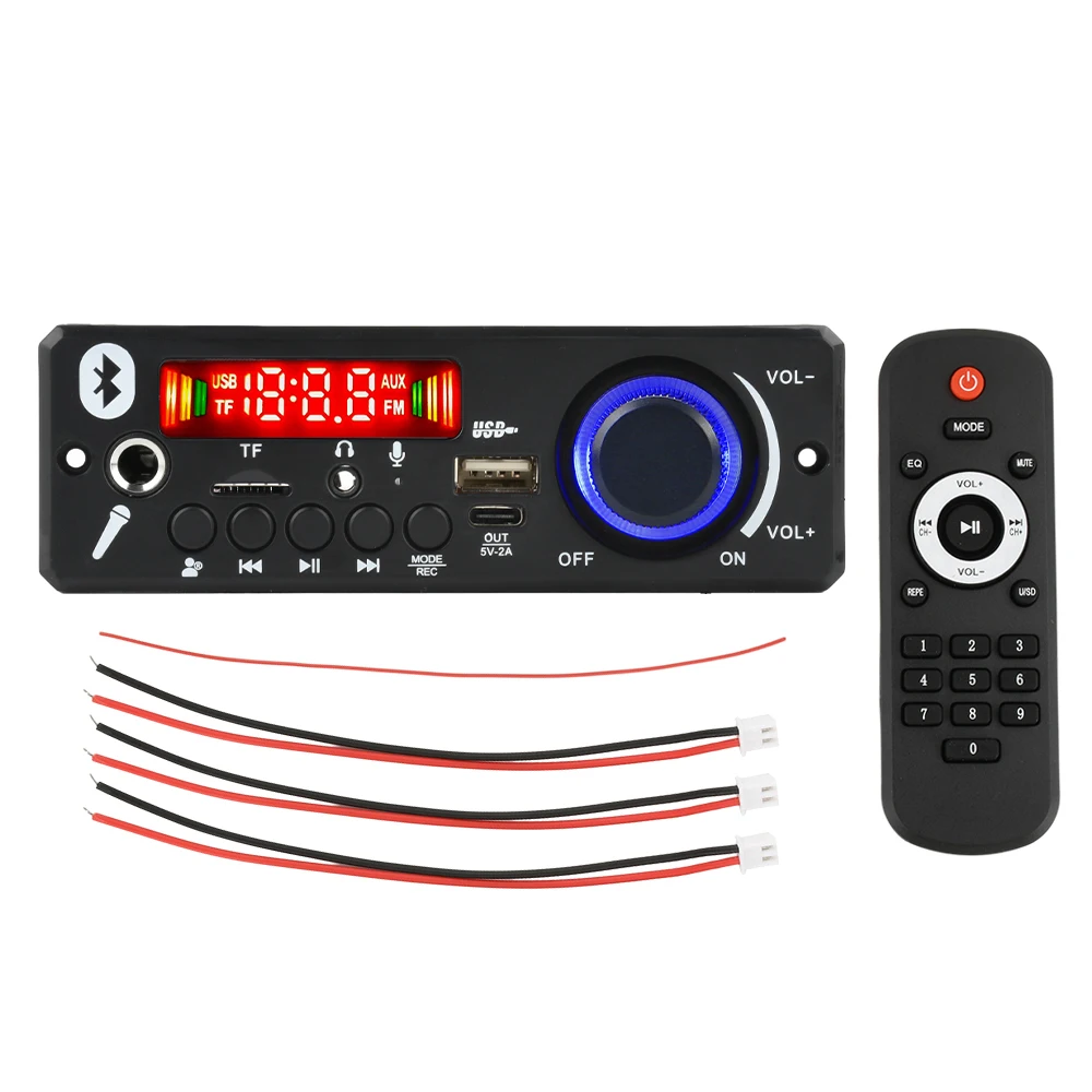 

Bluetooth 5.0 MP3 Decoder Board 2*80W Amplifier Audio Player 12V DIY MP3 Player Car FM Radio Module TF USB Mic Record Call