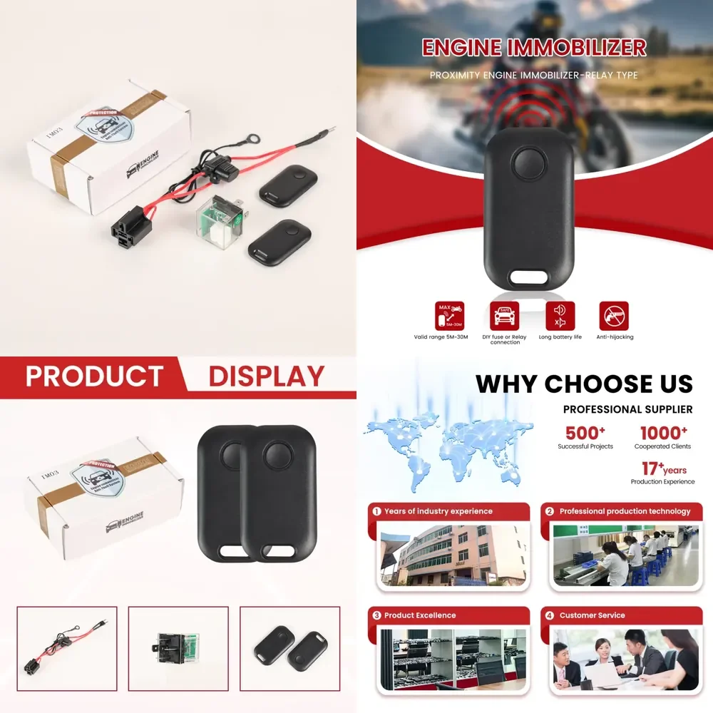 

Power Engine Lock Car Alarm Security System 2.4Ghz Relay Type Proximity Motorcycle Engine Immobilizer