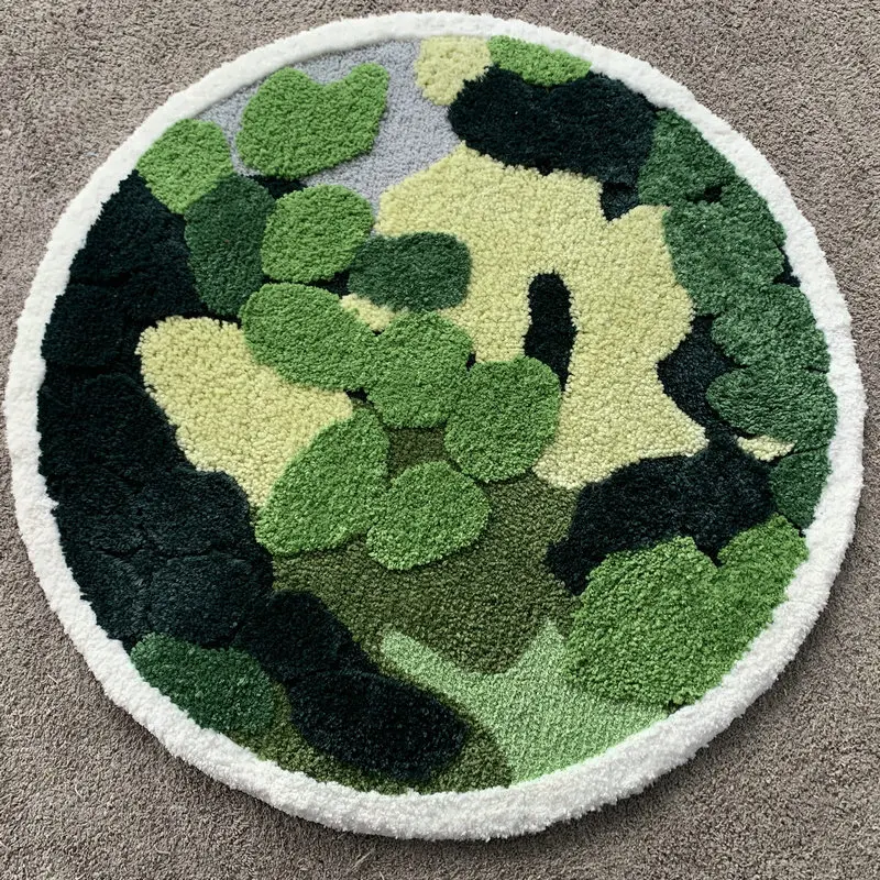 

3D Moss Round Tufting Rug Soft Luxury Thicken Colorful Rug Chair Cushion Pad Bedroom Anti-slip Area Door Floor Mats Carpet