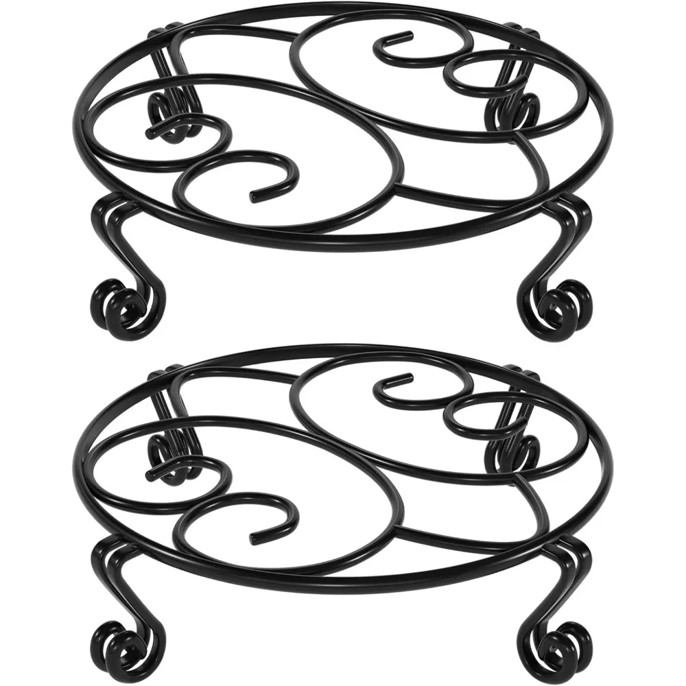 

2 Pack Plant Stand for Flower Pot Heavy Duty Potted Holder Indoor Outdoor Metal Rustproof Iron Garden Container Round Supports