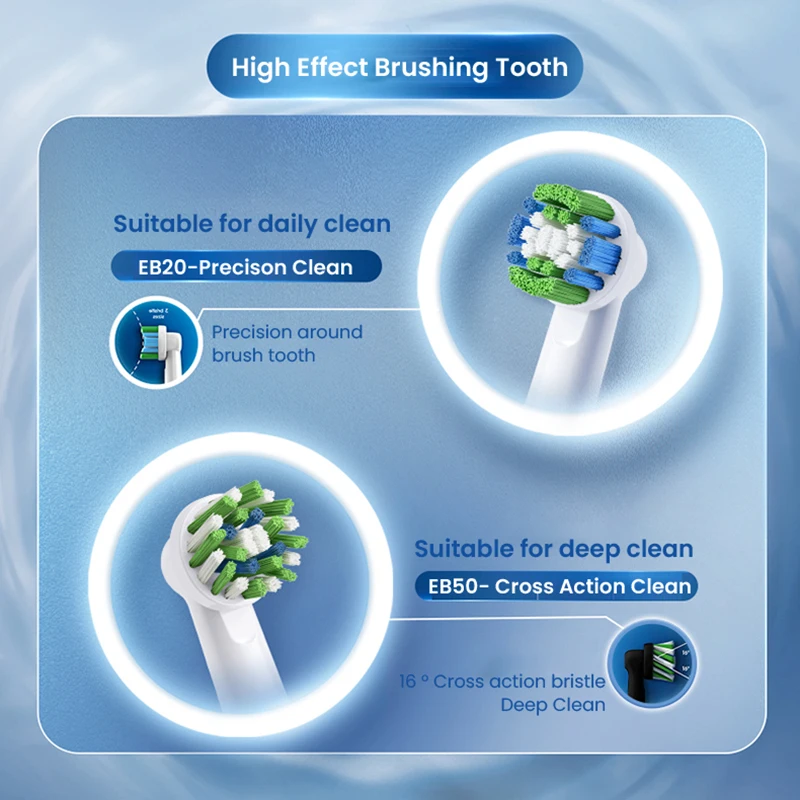 Original Replacement Brush Heads for Oral B Electric Toothbrush Precision & Cross Action Deep Clean EB20/EB50 Brush Head Refills