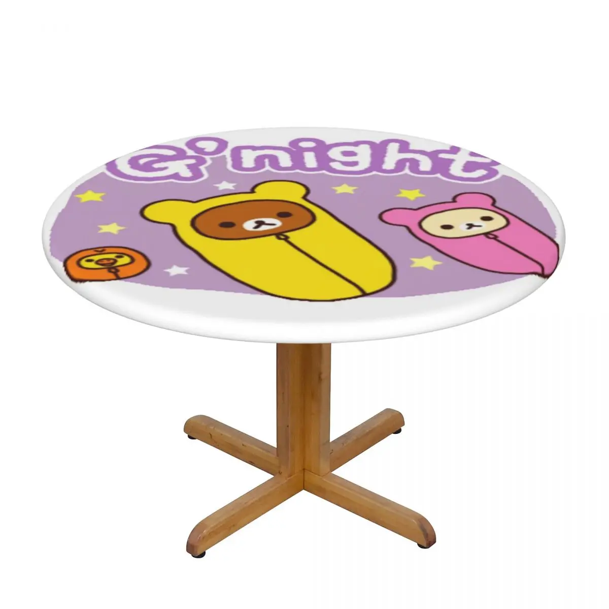 Good Night Rilakkuma Waterproof Round Tablecloth Oilproof Table Cloth for Kitchen Events Dining Table Cover