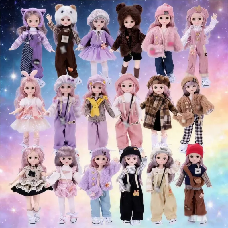 

30CM Beautiful Makeup Doll Toy With Fashion Clothes Multi-jointed Movable Dress Up 1/6 Doll Toy Children Play House Toy Gifts