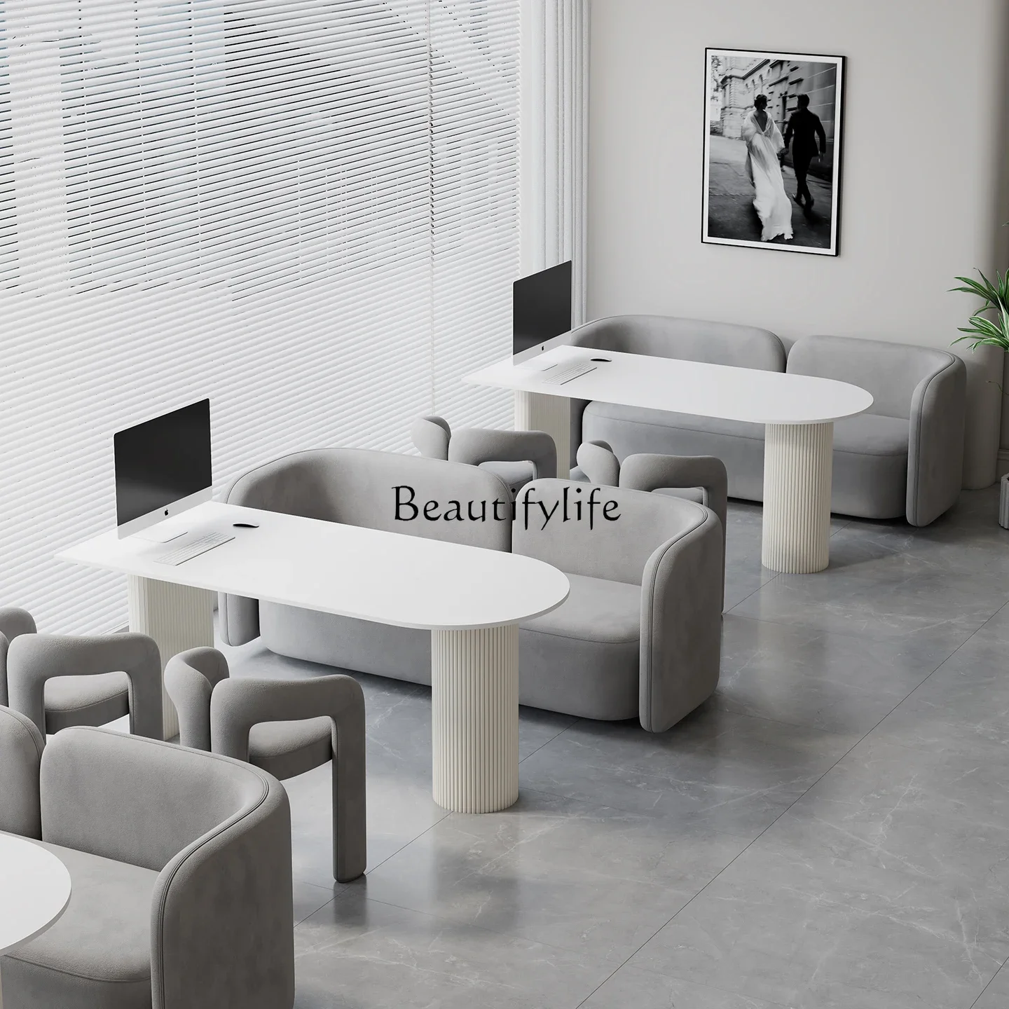 

Z.z.Cream Wind Studio Selection Area Reception Desk
