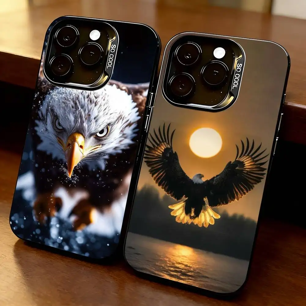 

Eagle Cool-l Anima Phone Case For iPhone 17,16,15,14,13,12,11 Plus,Pro Max,XS,Colorful Silver Black Cover