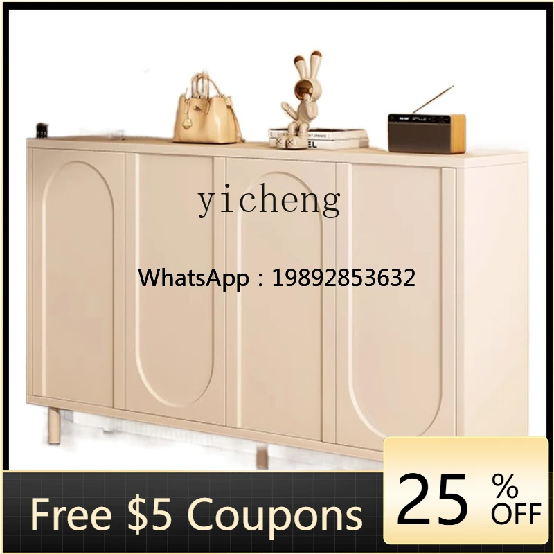 

ZC Cream Style Shoe Cabinet Home Doorway Home White Entrance Cabinet Living Room Locker Cabinet Shoe Rack