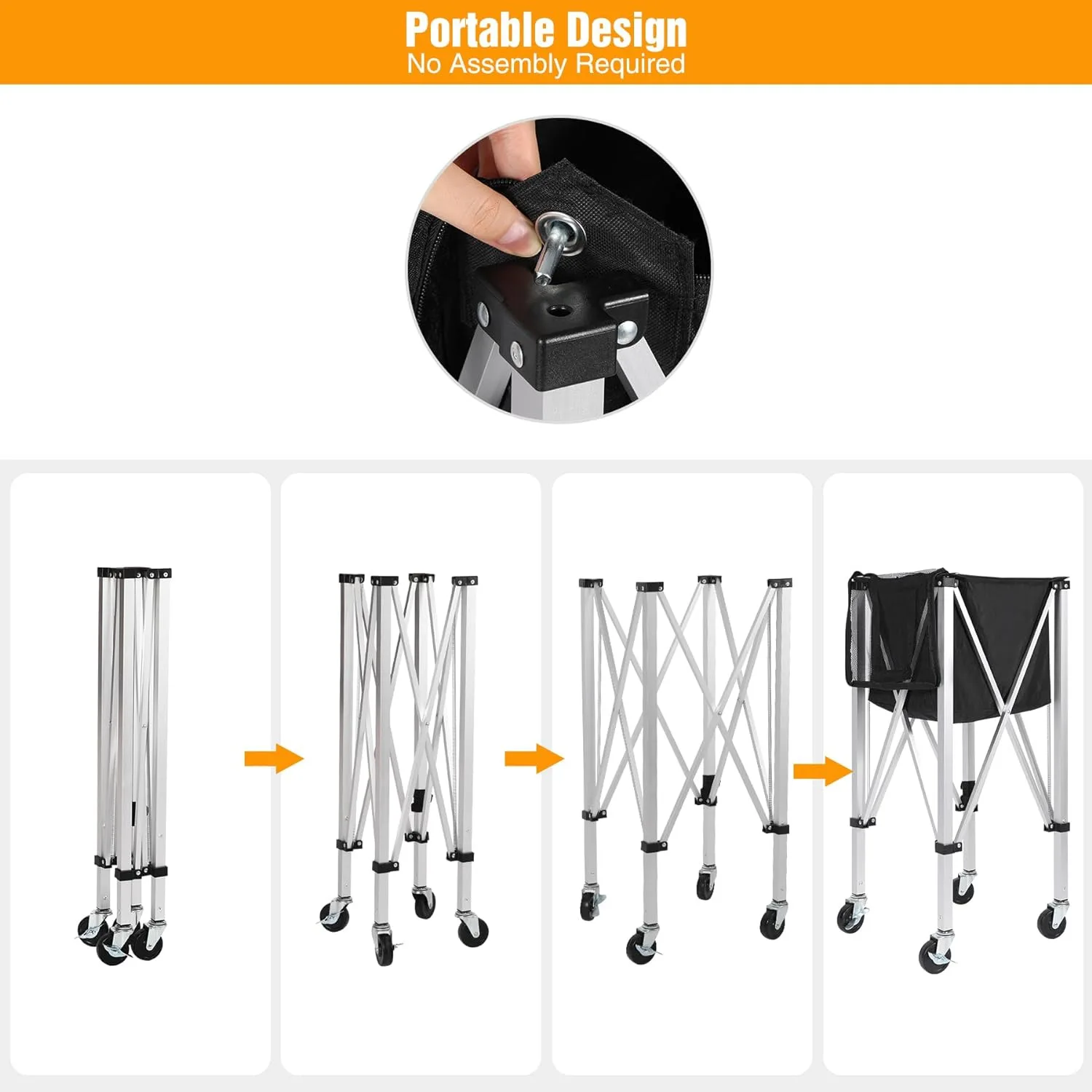 Wholesale Portable Foldable Aluminum Tennis Baseball Ball Cart Sports Training Ball Collector Storage Trolley - view 5