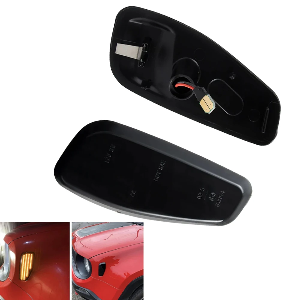 2Pcs Car Front Bumper LED Side Marker Lights Turn Signal Light Sequential Blinker Lamp For Jeep Renegade 2014-2021 68256050AA