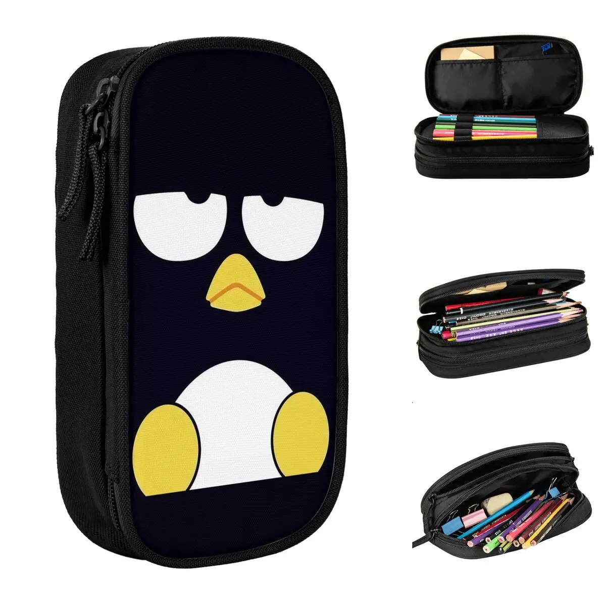 Cute Cartoon Badtz Marus Penguin Face Pencil Cases Pencil Box Pen Box Kids Big Capacity Bag Office Gifts Stationery