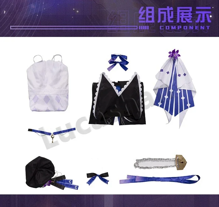 CosplayHerta-Disfraz de Honkai Star Rail, peluca Herta, juego Honkai Impact 3, ropa de Anime, vestido de Lolita, boina negra, sombrero encantador U