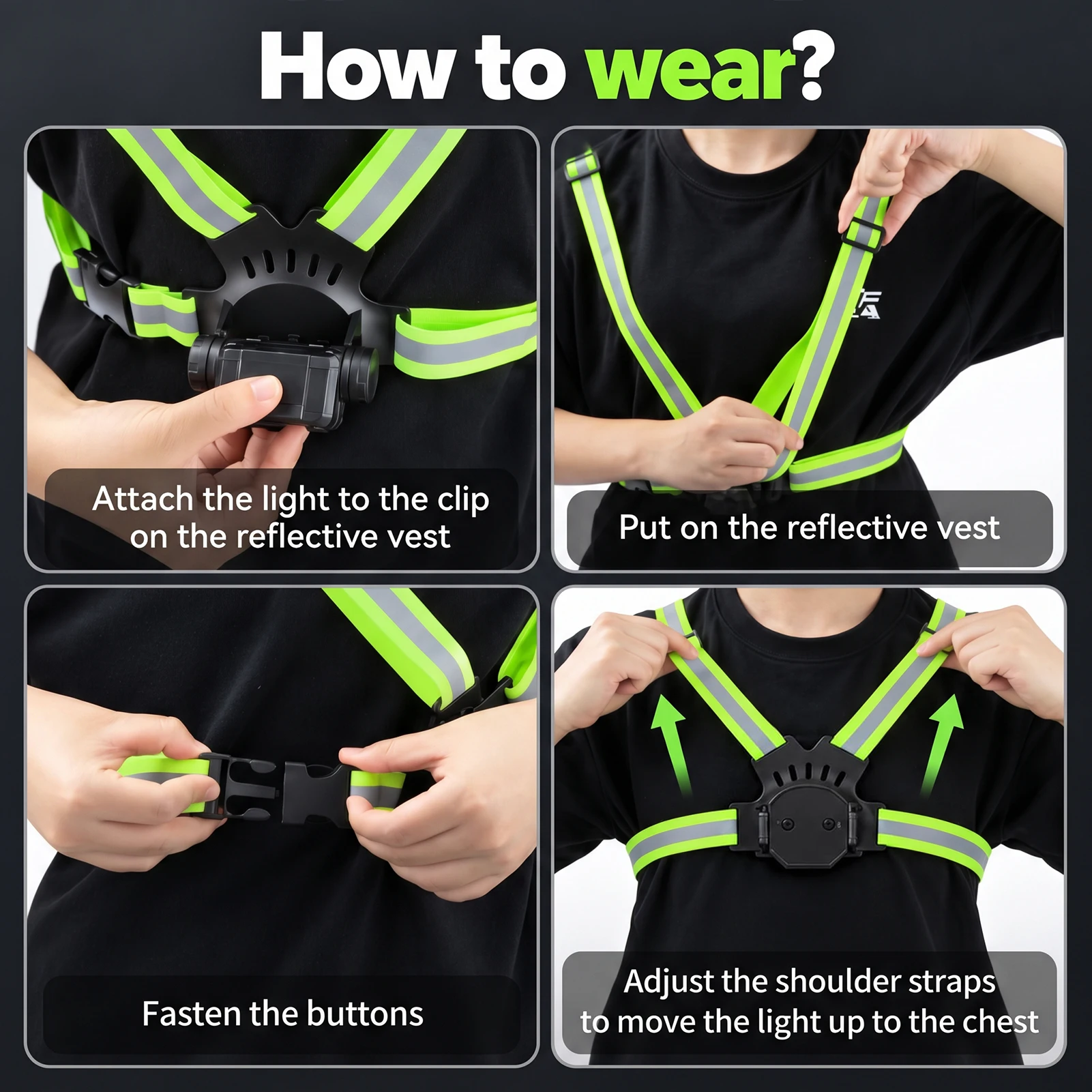 LED Running Vest USB Rechargeable Reflective Cycling Security Vest High Visibility Night Running Riding Clothing for Kids Adults