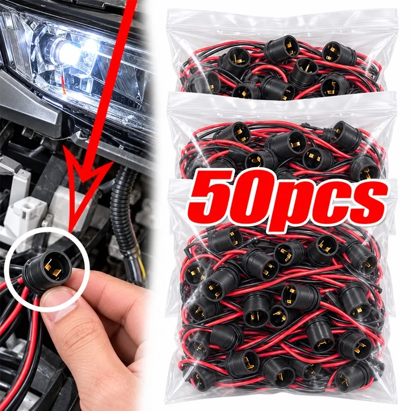 T10 W5W 147 Bulb Socket DC 12V Soft Rubber Lamp Holder Pre Wired Plug and Play Pigtail Connector Wedge Auto Headlight Extension