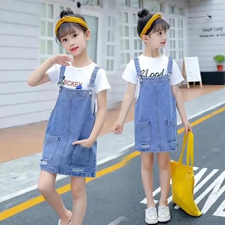 2026 summer Kids Overalls Jeans for Girls Children Denim Jumpsuit Pockets spring Teens babys Suspender Trousers 2 3 4 5 6 7 year