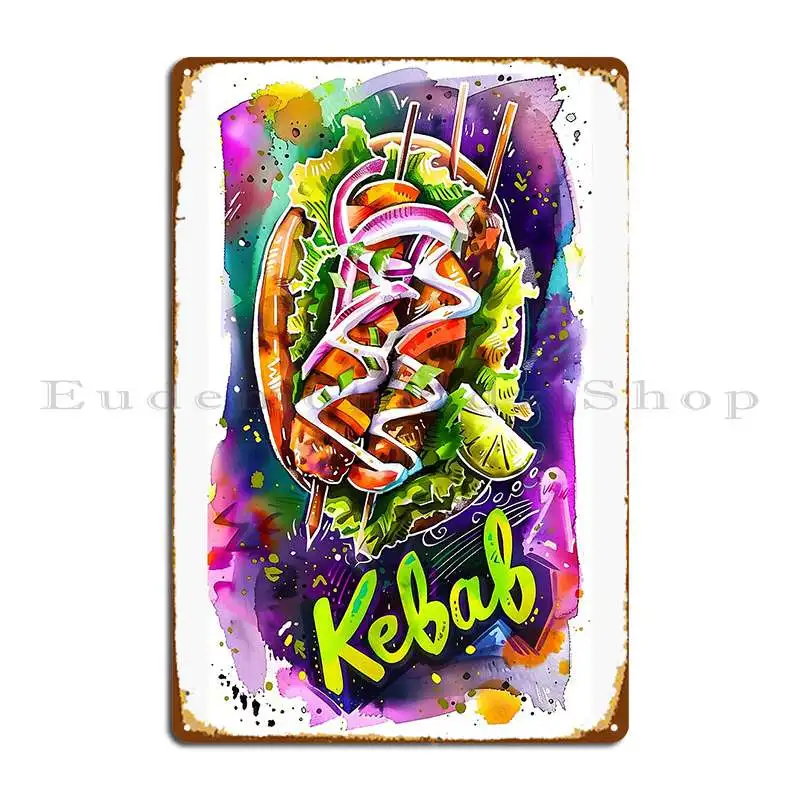 Kebab Delight Indulge In The Rich Spiced Goodness Of Mediterranean Metal Plaque Poster Classic Designing Designing