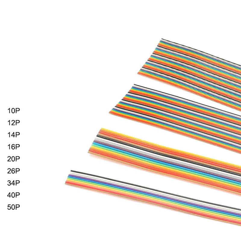 5/1Meter 10P/14P/16P/20P/26P/34P/40P 1.27mm PITCH color Flat Ribbon Cable Rainbow DuPont Wire for FC dupont Connector 2.54mm IDC