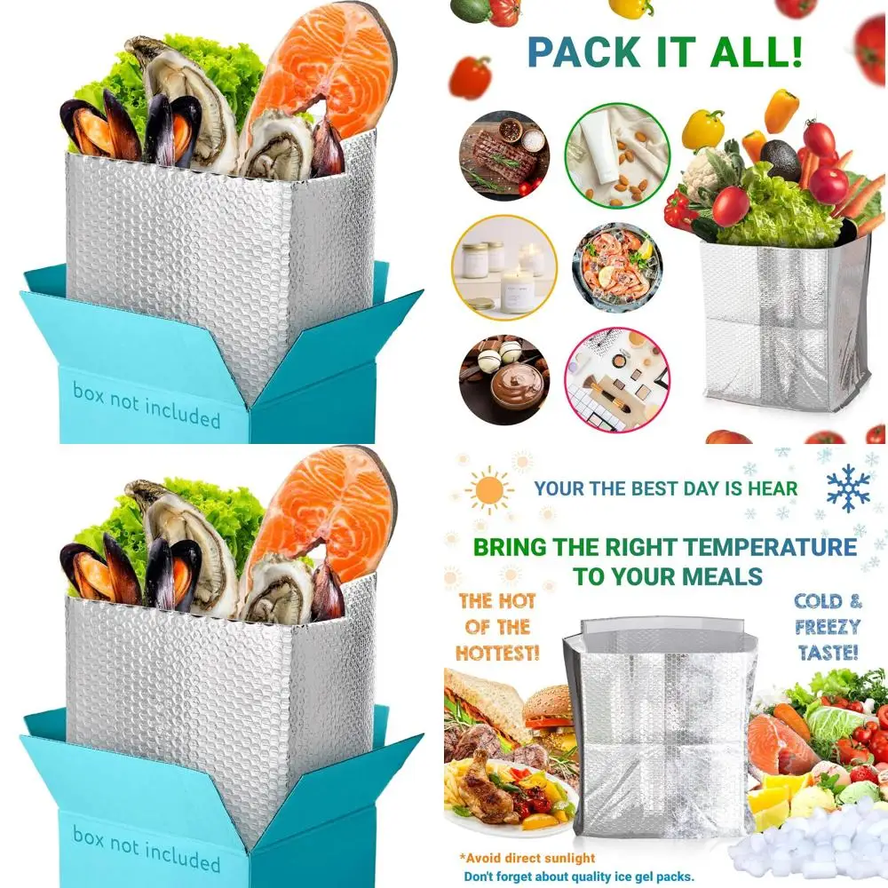 

Thermal Insulated Liners, 8 x 8 x 8, 50-Pack, Leak-Proof, Gusseted Bottom for Food