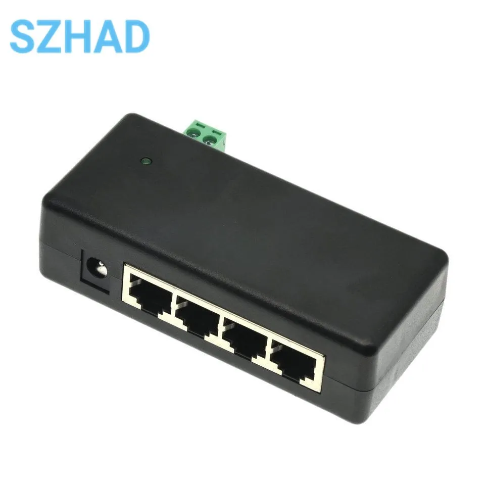 4 LAN Ports Passive Power Over Ethernet Module Injector DC 9-48V IP Camera Power Supply PoE Switch Adapter PoE Box