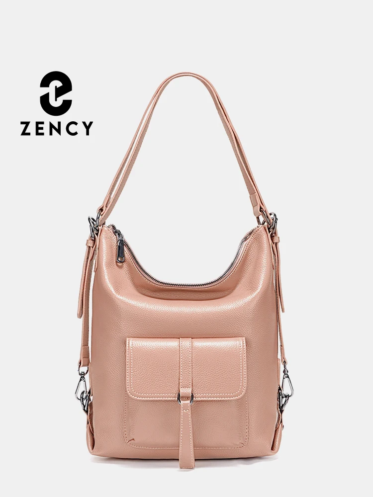 

Zency Stylish Women Shoulder Bag 100% Genuine Leather Large Capacity Handbag Multifunction Satchel Bag Backpack Brown 2 in 1 Bag