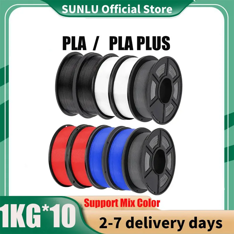 

SUNLU 10KG PLA/ PLA Plus Filaments 10Rolls 3D Filament 1KG/roll 1.75mm 100% Filament Lines Up Neatly For 3D Printing From EU US