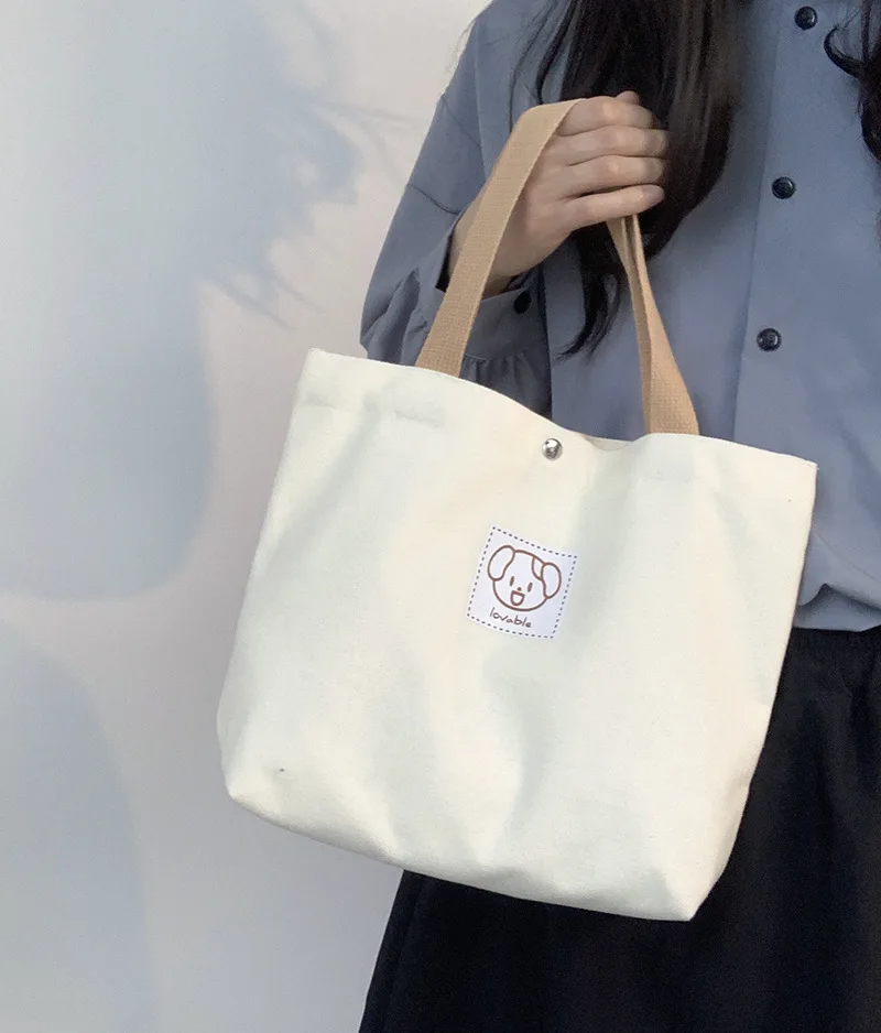 Fashion Canvas Women Tote Bags 2023 Japanese Small Cotton Cloth Ladies Hand Bags Cute Travel Picnic Food Handbags Lunch Bag